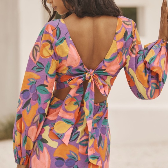 Farm Rio Vibrant Purple and Orange Floral Dress - Picture 2 of 6